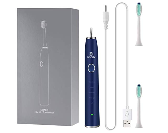 Amazon: Dennov Rechargeable Sonic Electric Toothbrush, with 2 Replacement Brush Head – $9.99