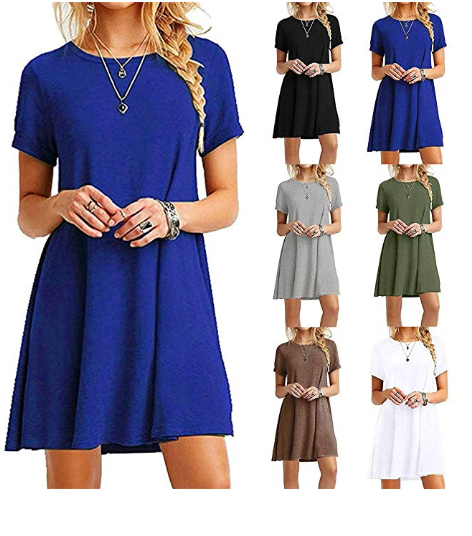 Amazon: Evelove Women Casual O-Neck Short Sleeve Solid Mini Dress – $6.99