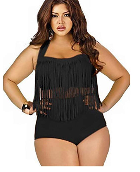 Amazon: OYTRO Women Plus Size Swimsuit Sets High Waist Fringe Swimwear – $12