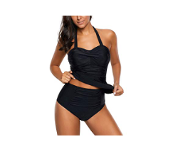 Amazon: Lookbook Store Women’s Halter Ruched High Waisted Two Piece Tankini Set Swimsuit – $7.20
