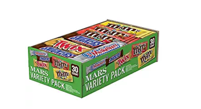 Amazon: SNICKERS, M&M’S, 3 MUSKETEERS & TWIX Full Size Bars Variety Mix, 30-Count Box – $11.33