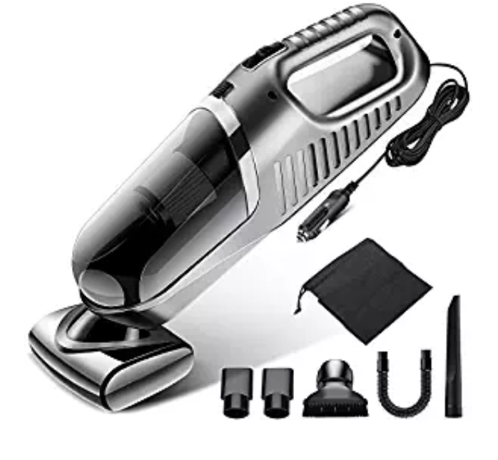Amazon: Gugusure GSR-New Silver Grey 4000pa Corded High Power, Lightweight Handheld Vacuum Cleaner for Car Interior Cleaning with 14.7Ft Cable, 120W DC 12V – $9.99
