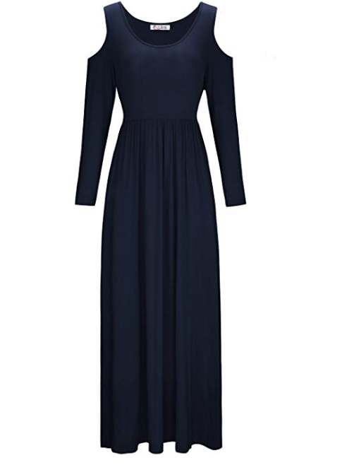 Amazon: KILIG Women Cold Shoulder Long Sleeve Loose Plain Maxi Dresses Casual Long Dresses with Pockets – $11.99