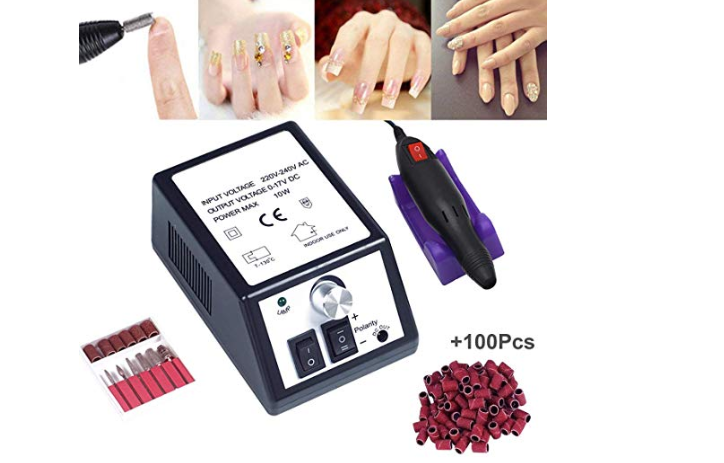 Amazon: Electric Nail Drill,Professional Nail Drill for Acrylic Nails,Nail File Manicure Pedicure Kit for Gel Nail,Nail Art Polisher with 100pcs Sanding Bands,Low Heat Low Noise Low Vibration – $10.99