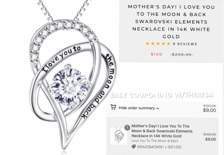 Golden Nyc Jewelry Mother S Day I Love You To The Moon Back Swarovski Elements Necklace In 14k White Gold 9 00 Easy Couponing With Theresa