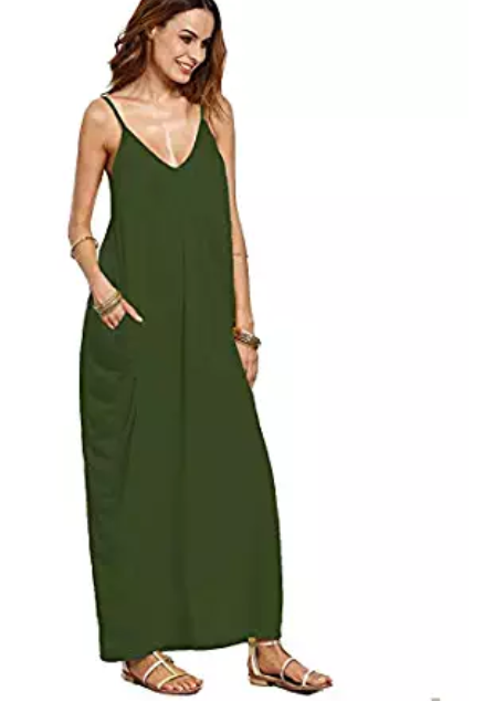 Amazon: Verdusa Women’s Spaghetti Strap V-Neck Side Pockets Maxi Dress – $7.92