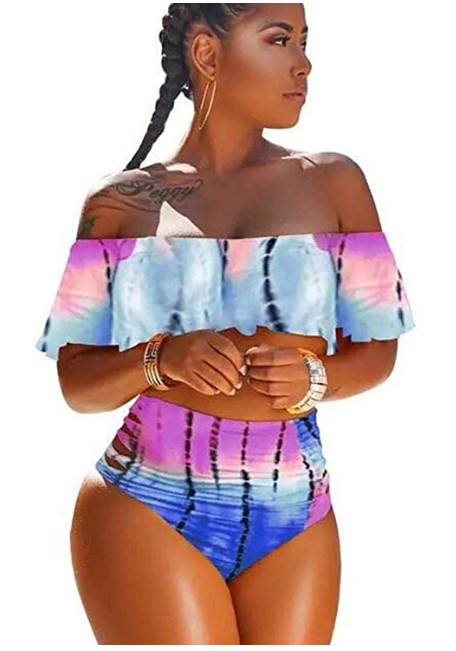 Amazon: Dongtu Women Off Shoulder Sleeveless Print Bikini Set Swimsuit Sets – $13.59