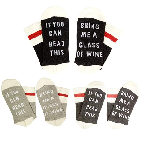 Amazon: IF YOU CAN READ THIS Fun Wine Socks, HSELL Women Cotton Crew Party Socks 3 Pack,Multicoloured,5-11 – $4.99