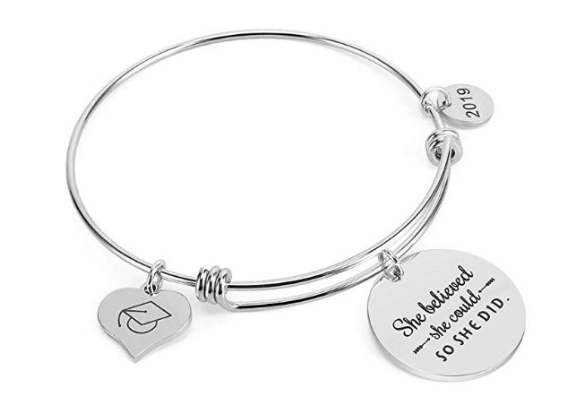 Amazon: 2019 Graduation Gifts Grad Cap Adjustable Jewelry Bracelet Engraved She Believed She Could So She Did for Her – $6.49
