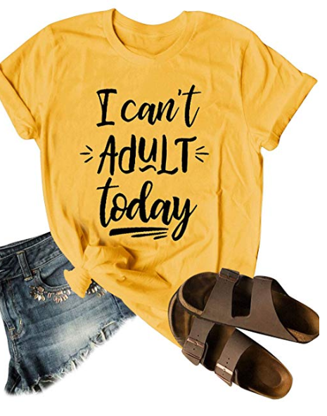 Amazon: Dresswel Women I Can’t Adult Today Short Sleeve Top Shirts Funny Letter Print Casual Blouse Tee – $9.99