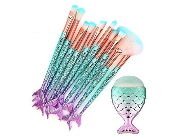 Amazon: Oifill 11 Pieces Mermaid Makeup Brushes Set Professional Foundation Cream Eyebrow Eyeliner Face Blush Cosmetic Concealer Highlighting Fan Oval Make up Brush Kit Rainbow (11PC) – $4.15