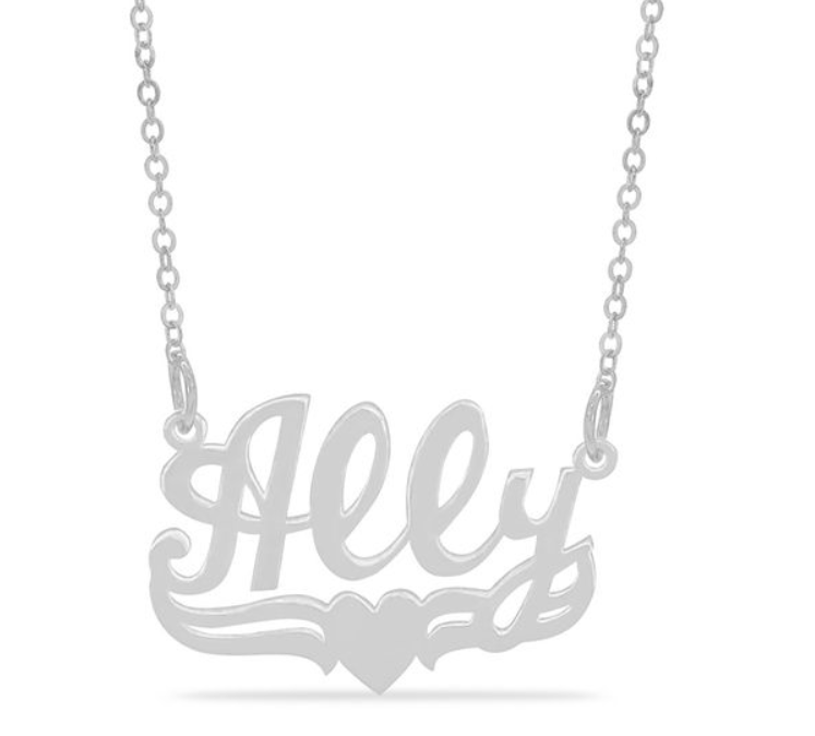 Zale’s: Personalized Script Name with Heart Necklace in Sterling Silver (1 Line) – $19.99