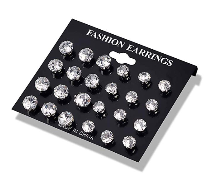 Amazon: Dolland 12 Pairs Crystal Zircon Earrings Set Simple Mini Stud Earrings Romantic Jewelry for Women,White – $2.63