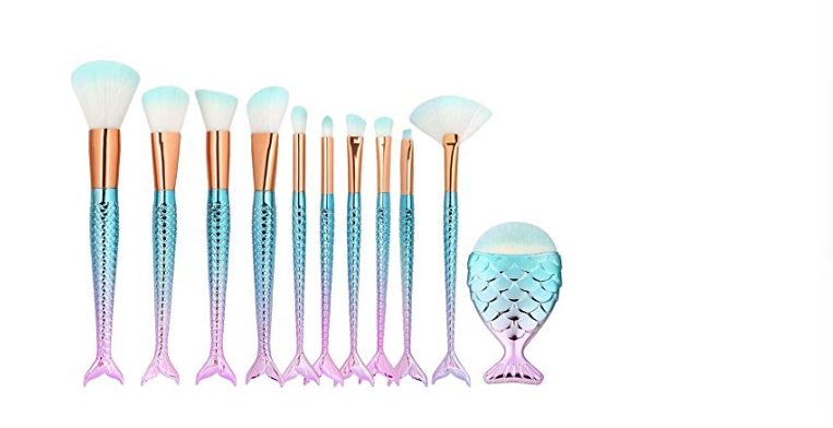 Amazon: CINIDY Mermaid Makeup Brushes Set 11pcs 3D Green Gradient Synthetic Kabuki Foundation Blending Blush Eyeliner Face Powder Brush – $6.00