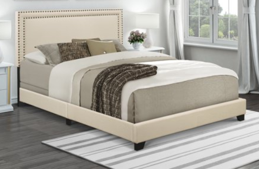 Walmart: Home Meridian Cream Upholstered Queen Bed with Nail Head Trim – $70