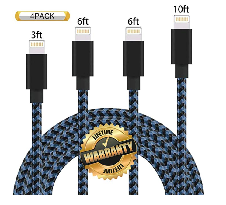 Amazon: GUIGUI Phone Charger 4Pack 3FT 6FT 6FT 10FT Extra Long Nylon Braided – $5.99