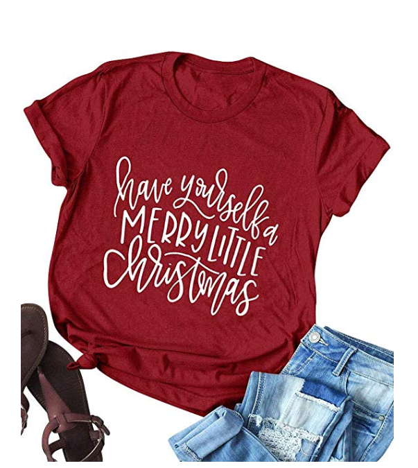 Amazon: Nlife Women Merry Little Christmas Letter Blouse Casual Short Sleeve T-Shirts – $9.99