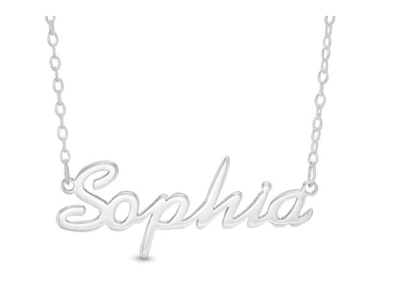 Zales: Script Name Necklace in Sterling Silver (11 Characters) – 17.25″ – $17.99