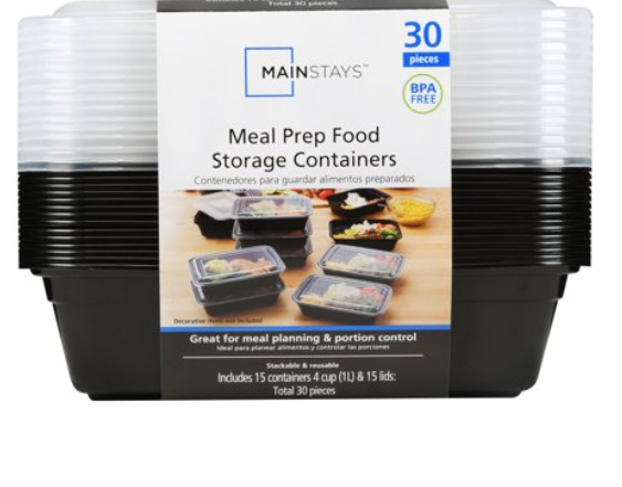 Walmart: Mainstays Meal Prep Food Storage Containers, 15 Count – $5.32