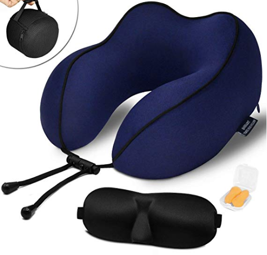 Amazon: Travel Kit with Airplane Pillow, Storage Bag, Sleep Mask and Earplugs – $6.65