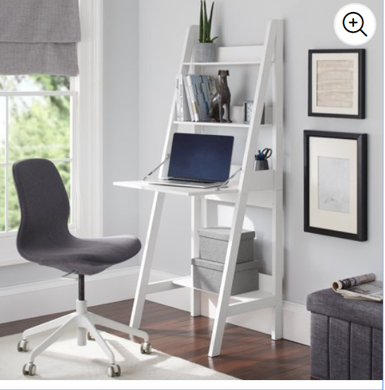 Walmart: Mainstays Contemporary 3 Shelf Ladder Desk, White Finish – $15
