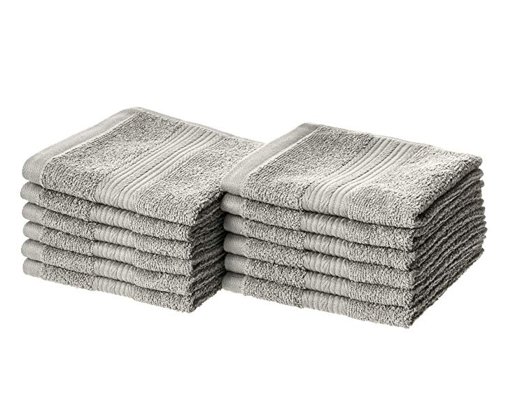 Amazon: AmazonBasics Fade-Resistant Cotton Washcloths – Pack of 12, Grey – $7.14