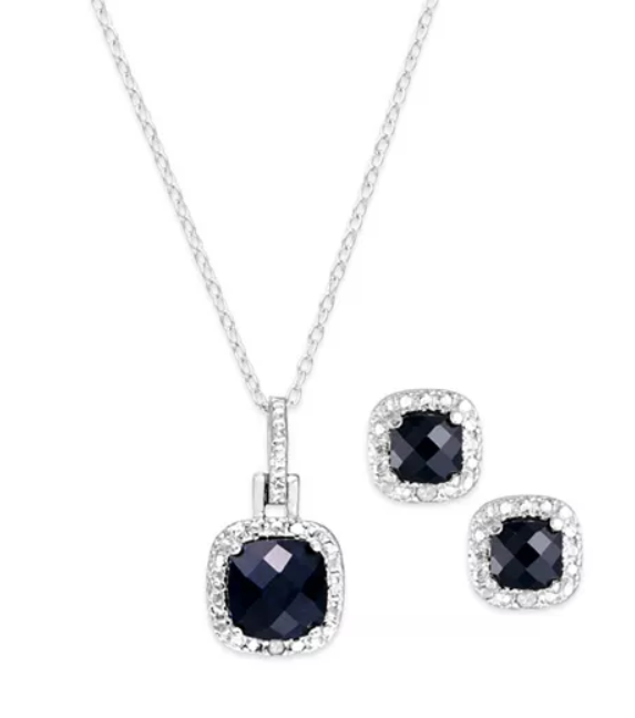 Macy’s: Macy’s Sapphire (3 ct. t.w.) & Diamond Accent Sterling Silver 18″ Pendant Necklace and Stud Earrings (Also in Blue Topaz & Amethyst) – $40