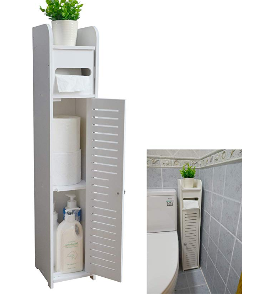 Amazon: AOJEZOR Small Bathroom Storage Corner Floor Cabinet with Doors and Shelves – $19.79