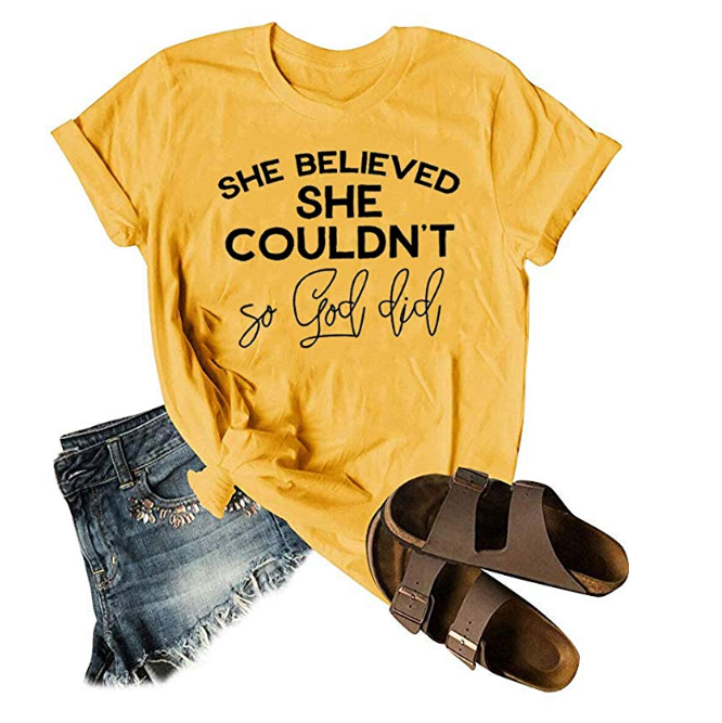 Amazon: ZYX Women She Believed She Couldn’t So God Did Tshirt – $11.66