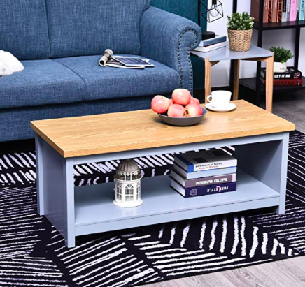 Amazon: HOMCOM Rustic Style Coffee Table with an Underneath Storage Shelf – $39.99