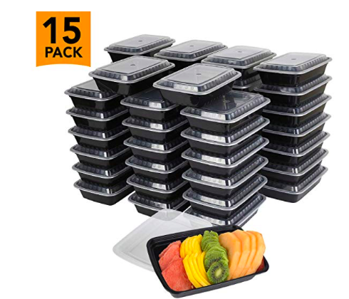 AMAZON: 15-Pack Meal Prep Plastic Microwavable Food Containers – $7.99