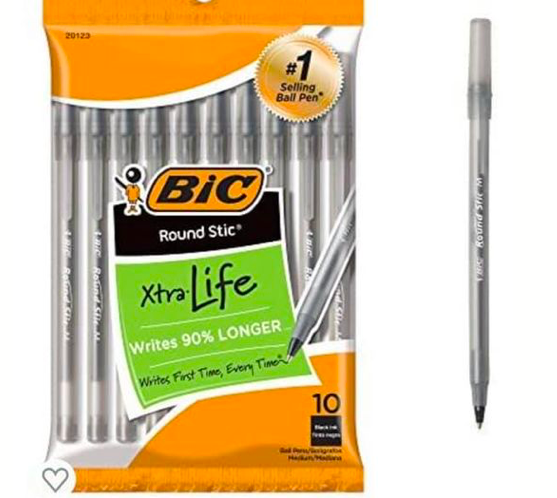 Amazon: 10pk BIC Round Stic Xtra Life Ballpoint Pens